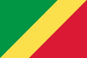 Drapeau du Congo, diagonale jaune, vert en haut, rouge en bas.