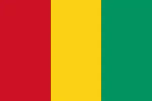 Drapeau Guinée avec bandes verticales rouge, jaune, verte.