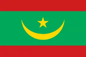 Drapeau de la Mauritanie, vert avec croissant et étoile jaunes.