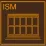 Logo marron et orange avec lettres ISM et un motif de fenêtres.